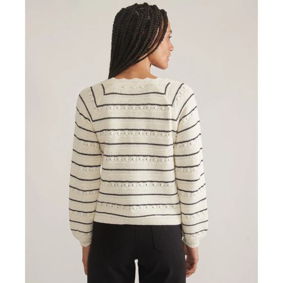 Marine Layer Sara Breton Striped Square Neck Striped Balloon Sleeve Sweater - Picture 3 of 13